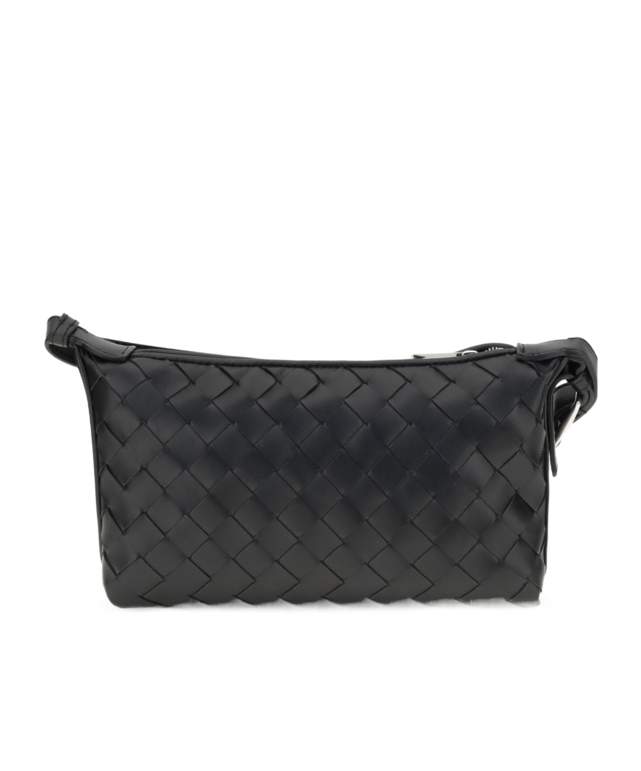 Bottega Veneta Men Small Black Woven Shoulder Bag In Black