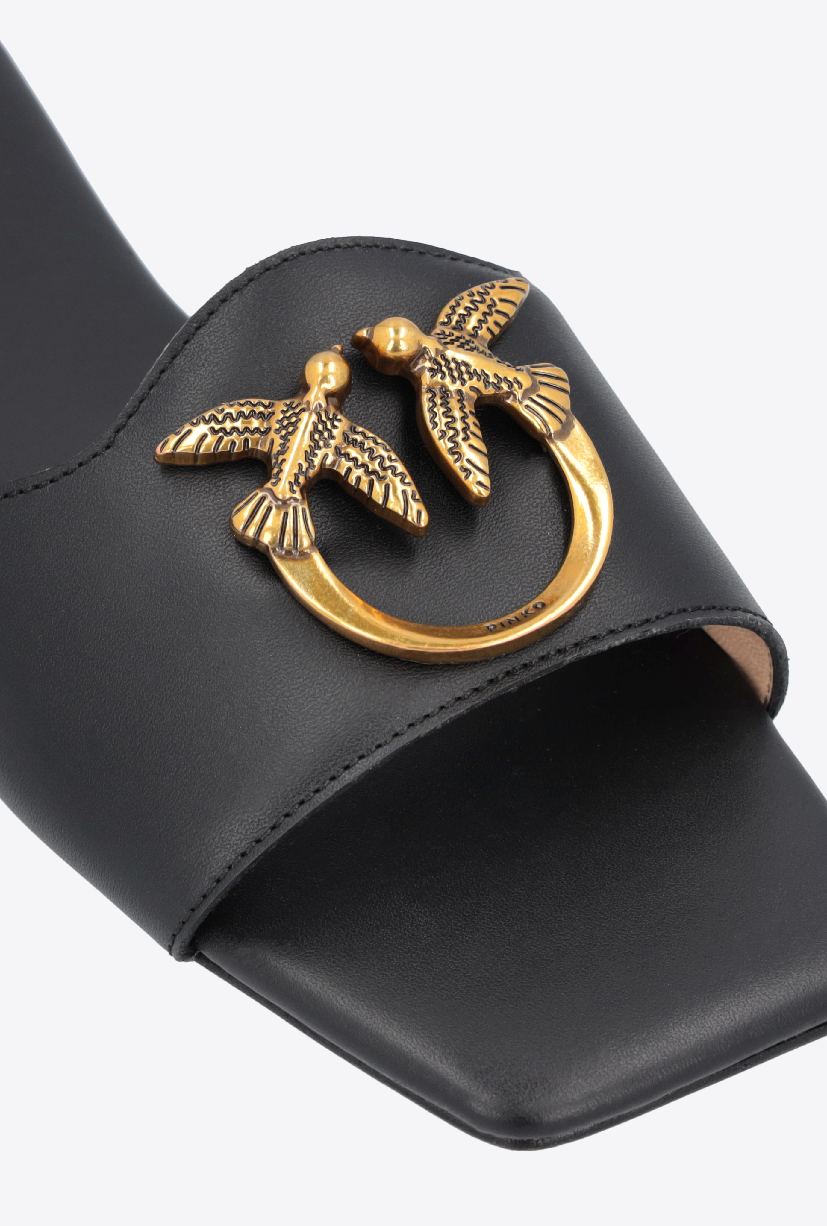 Pinko Logo Plaque Slip-on Sandals In Black