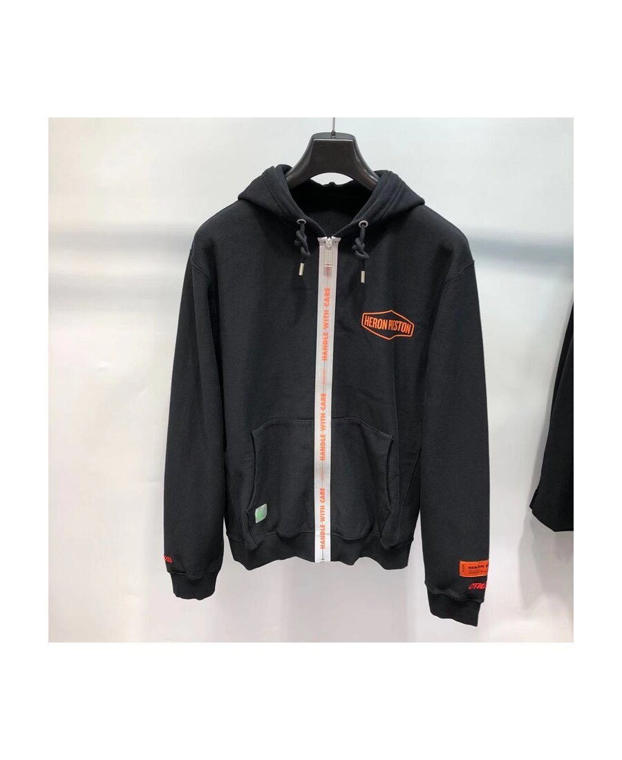 Heron Preston Hoded Zipper Casual Jacket In Black