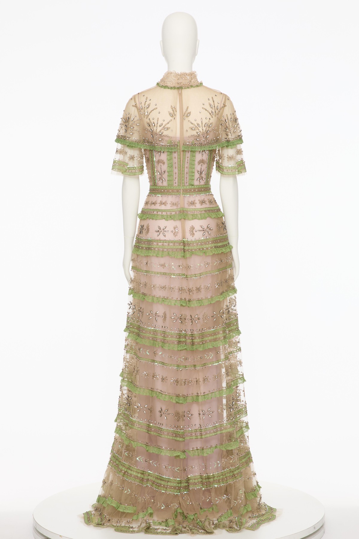 Valentino Short Sleeve Dress In Nude