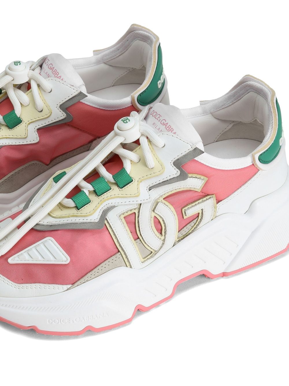 Dolce & Gabbana Daymaster Sneakers In Nylon And Leather Color White And Pink In White