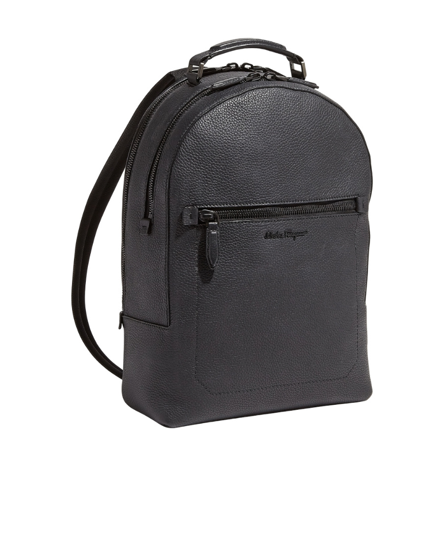 Shop Ferragamo Embroidered Logo Backpack In Black