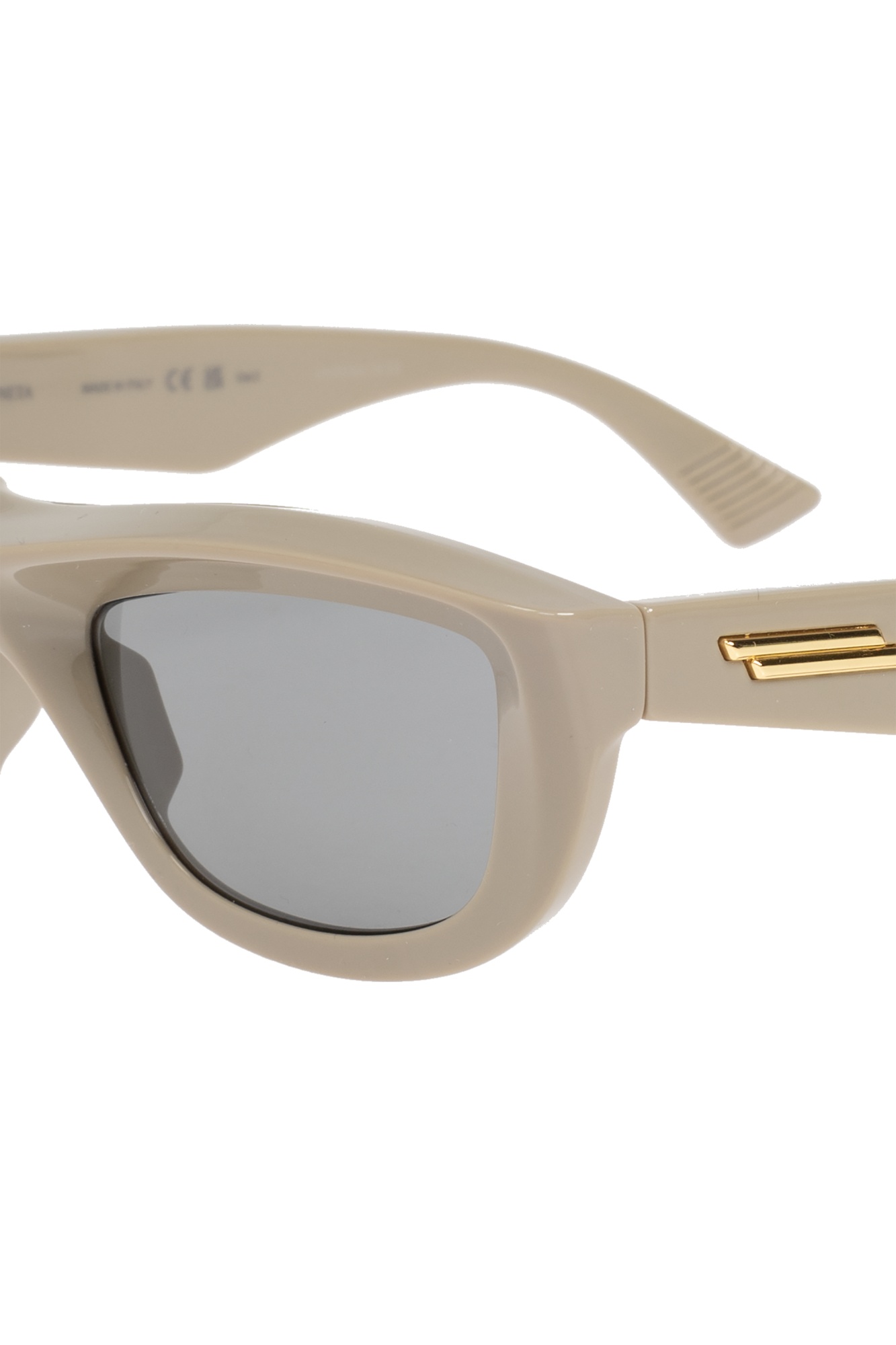 Bottega Veneta Logo Plaque Rectangular Sunglasses In Gray