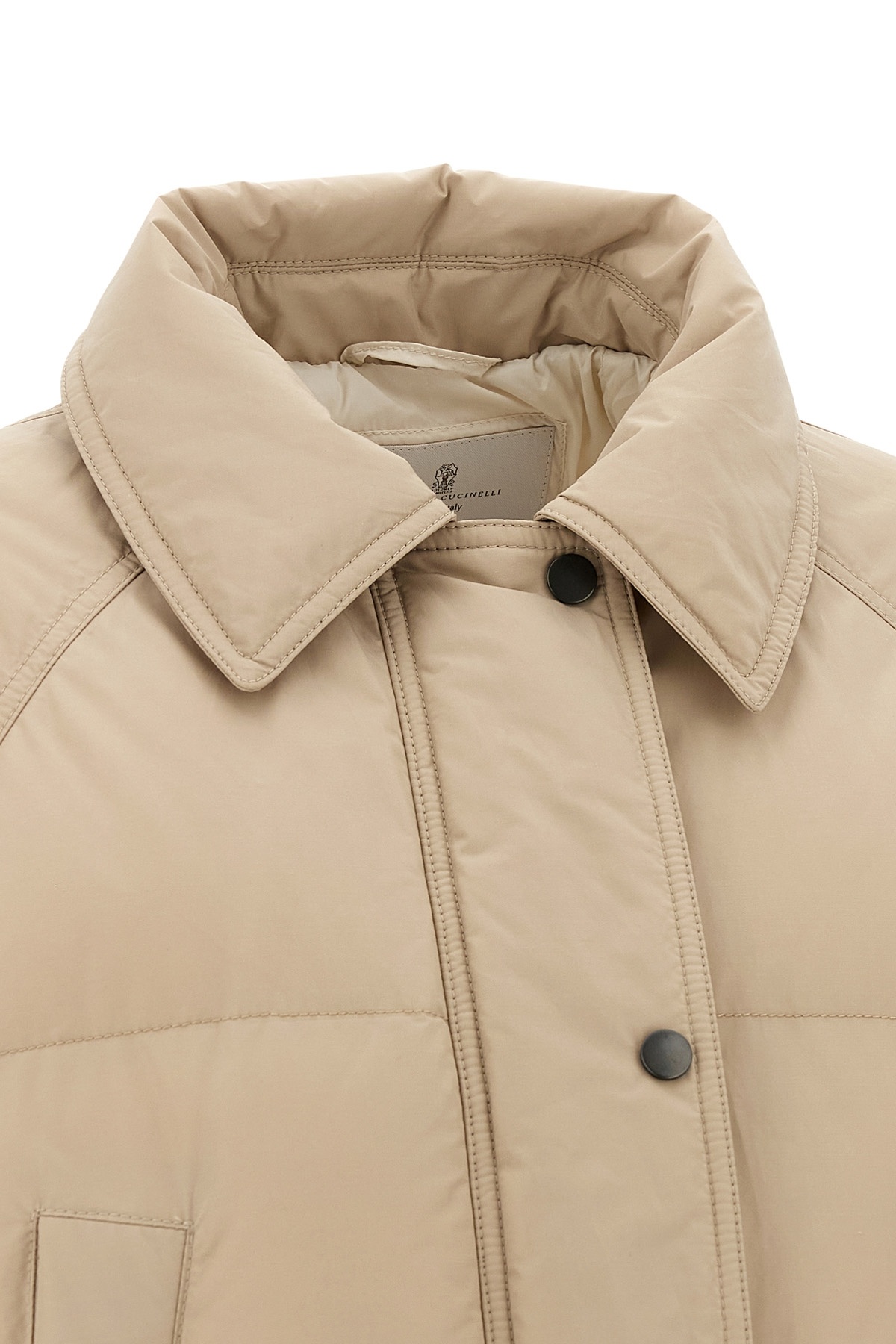 Brunello Cucinelli Shiny Zipper Pull Down Jacket In Neutral