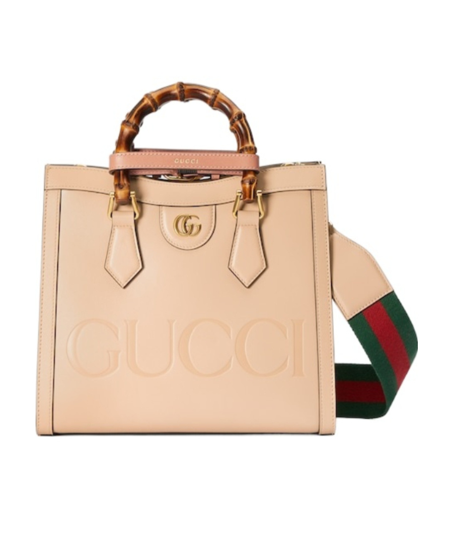Gucci Small Diana Leather Tote Bag In Nude