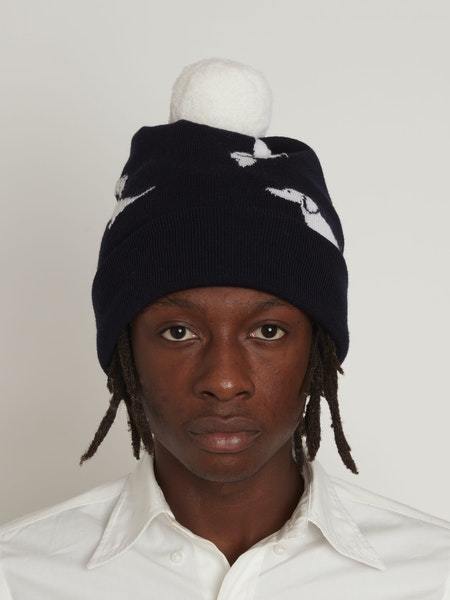 THOM BROWNE POMPOM-DETAIL HECTOR BEANIE