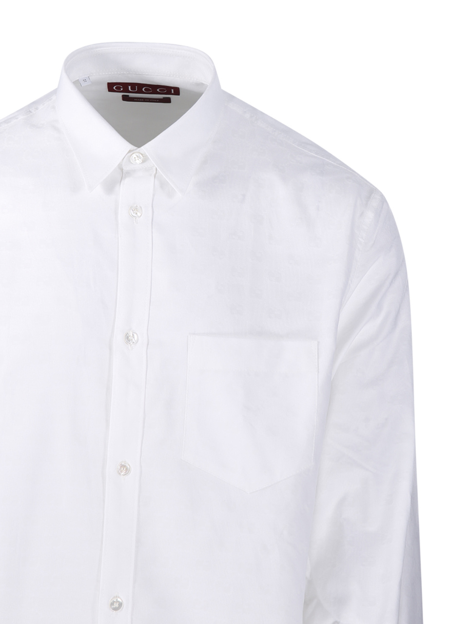 Gucci Cotton Shirt With Double Collar And Chest Pocket In White