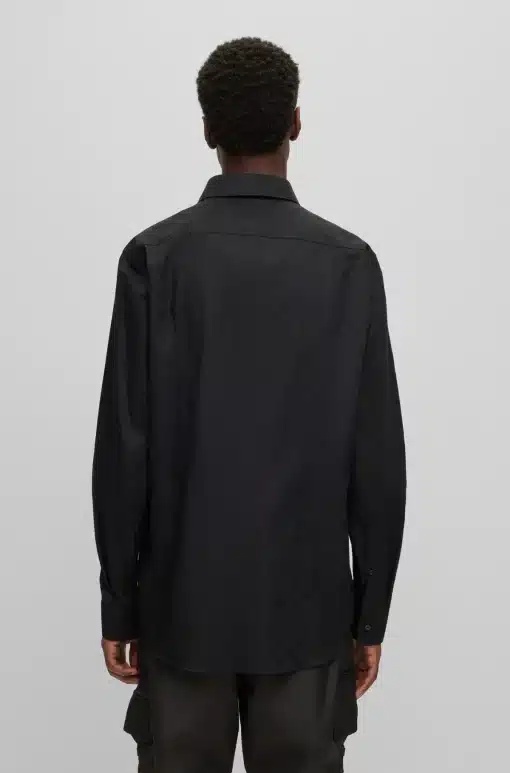 Hugo Boss Lapel Long-sleeved Shirt In Black