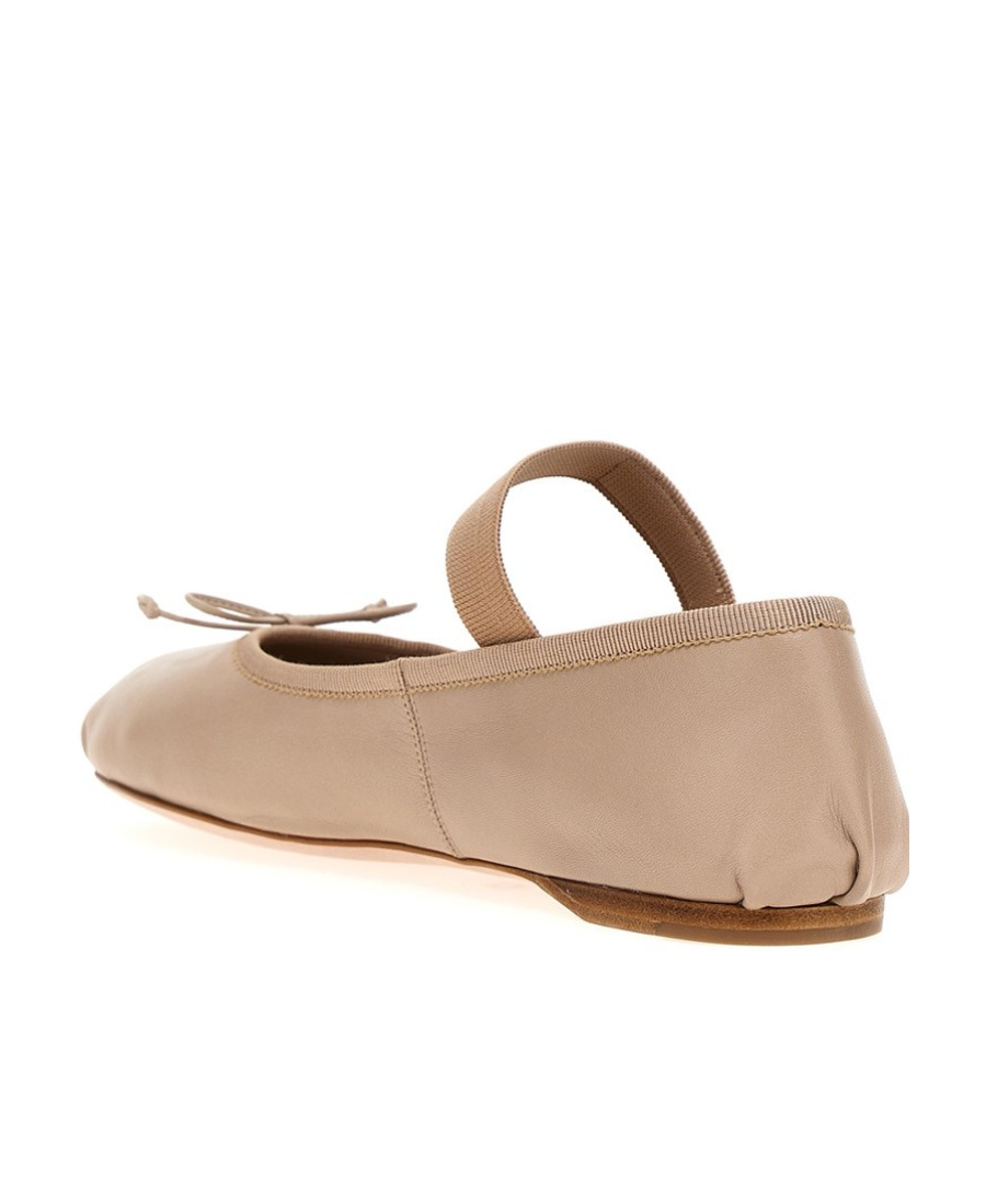 Miu Miu Logo-printed Bow Detailed Ballerina Shoes