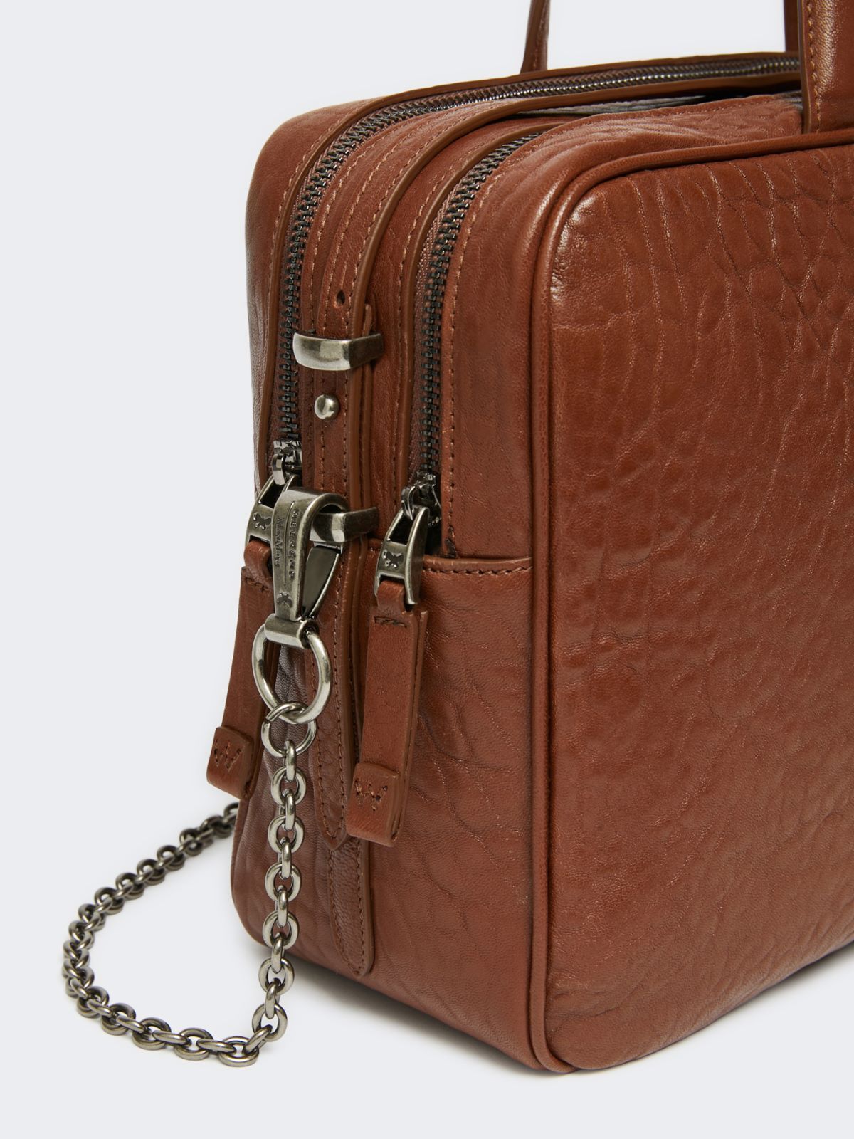 Weekend Max Mara Large Nappa Leather Boston Bag In Brown