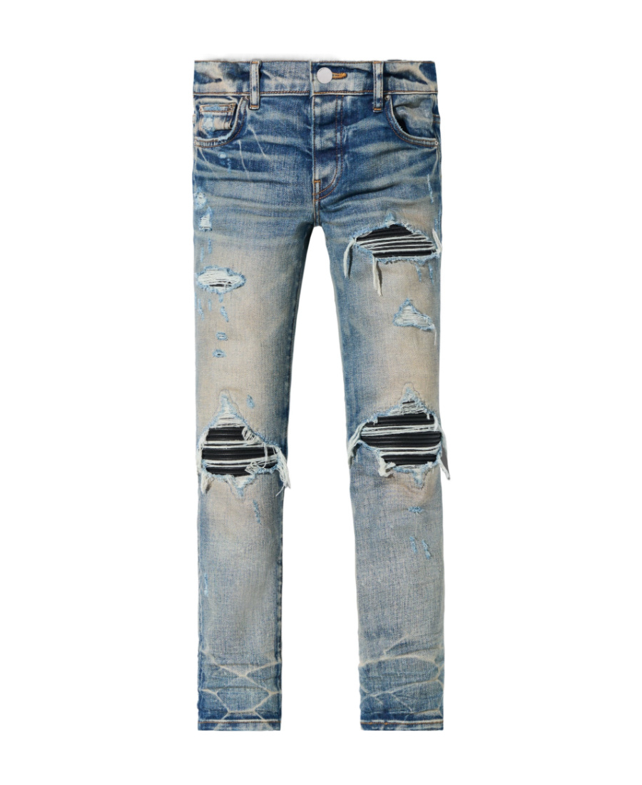 Amiri Distressed Slim-fit Jeans In Gray