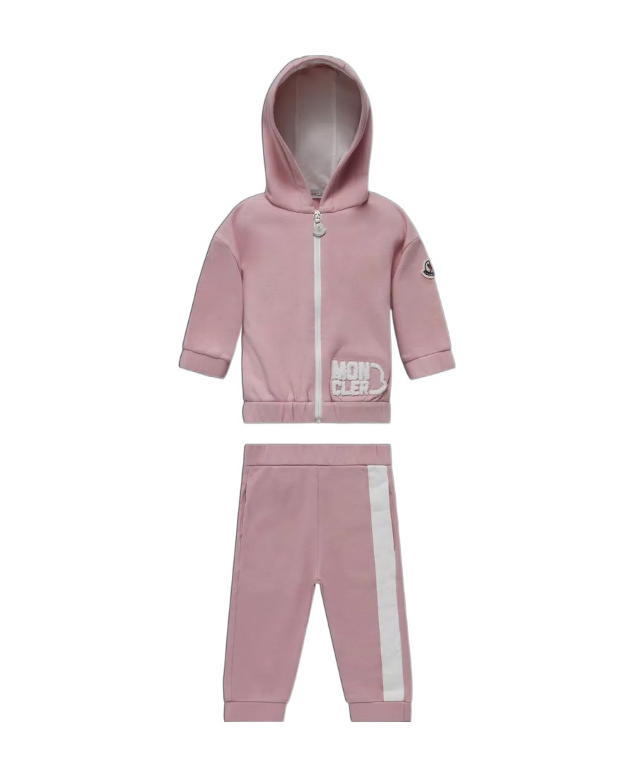 Moncler Logo-patch Stretch-cotton Tracksuit In Pink
