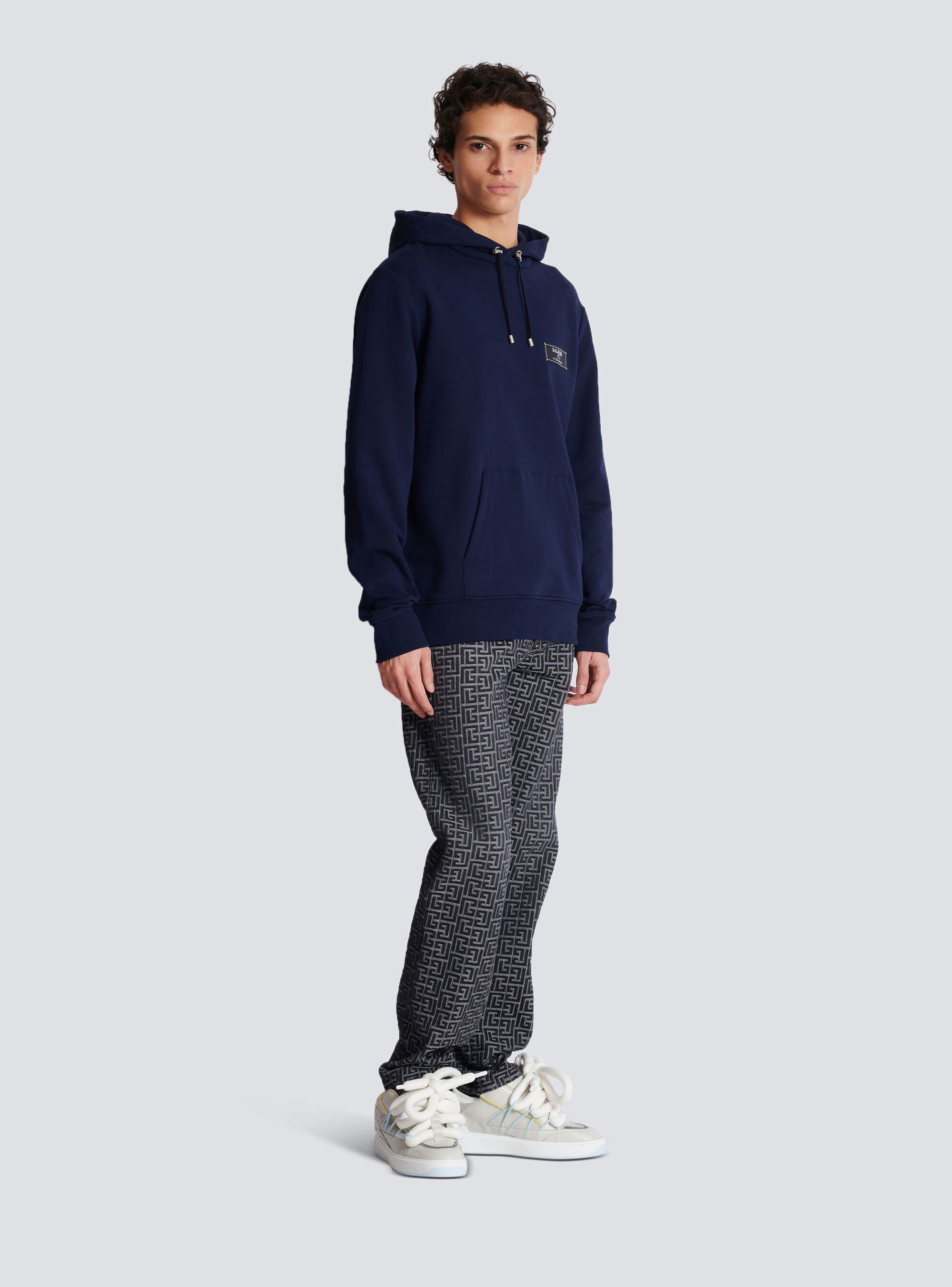 Balmain Hoodie Label Adjustable Hood In Black