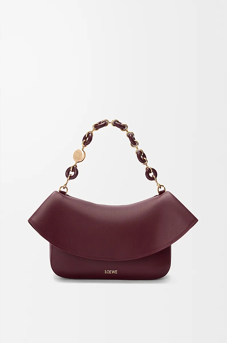 Loewe Womens Dark Burgundy Medium Ola Leather Shoulder Bag