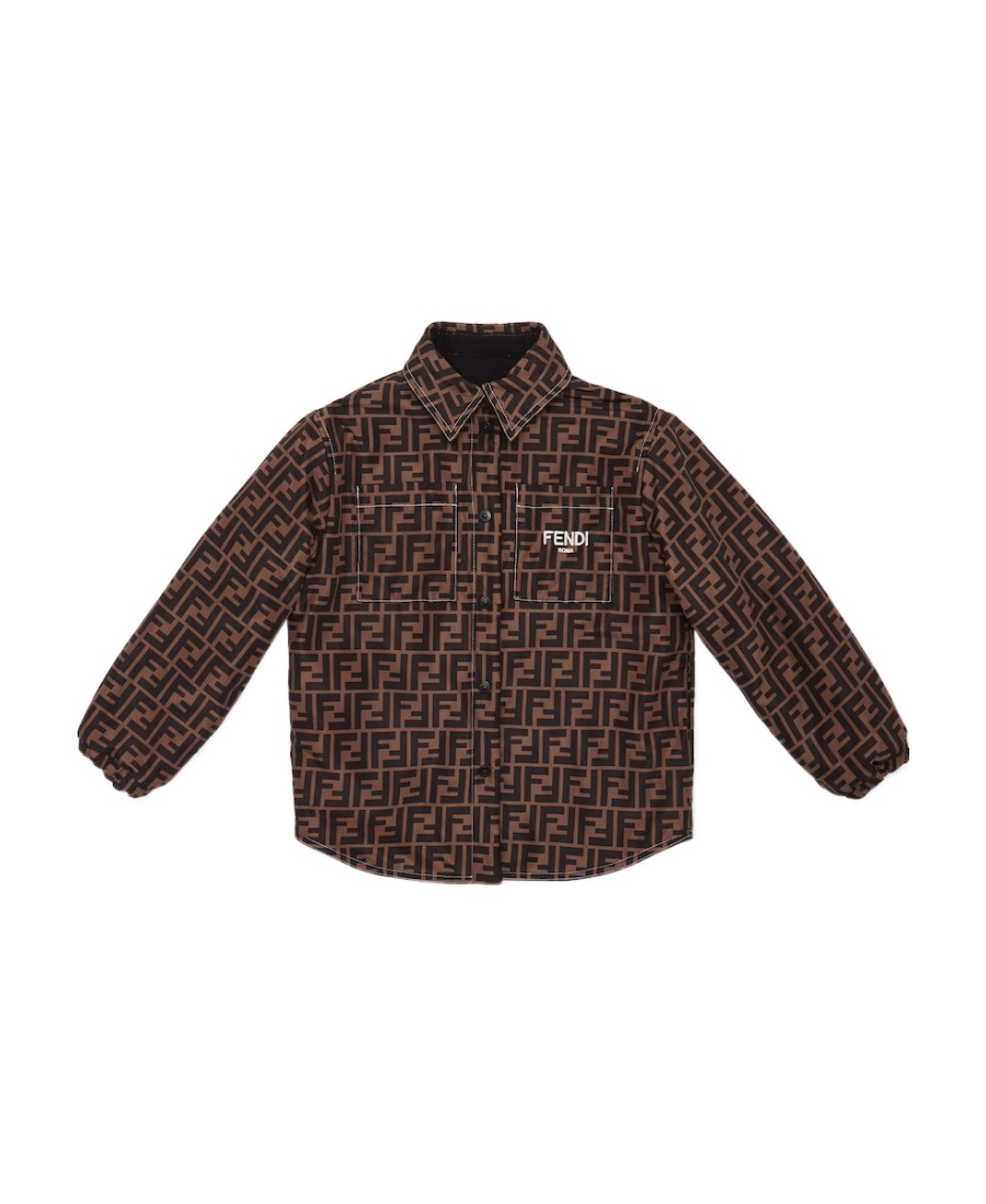 Fendi Revisable Ff-monogram Print Shirt Jacket In Black