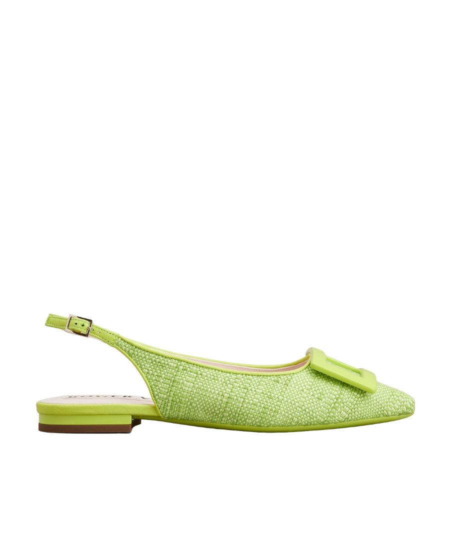 Roger Vivier Gomettine Buckle Slack-down Ballet Shoes In Green
