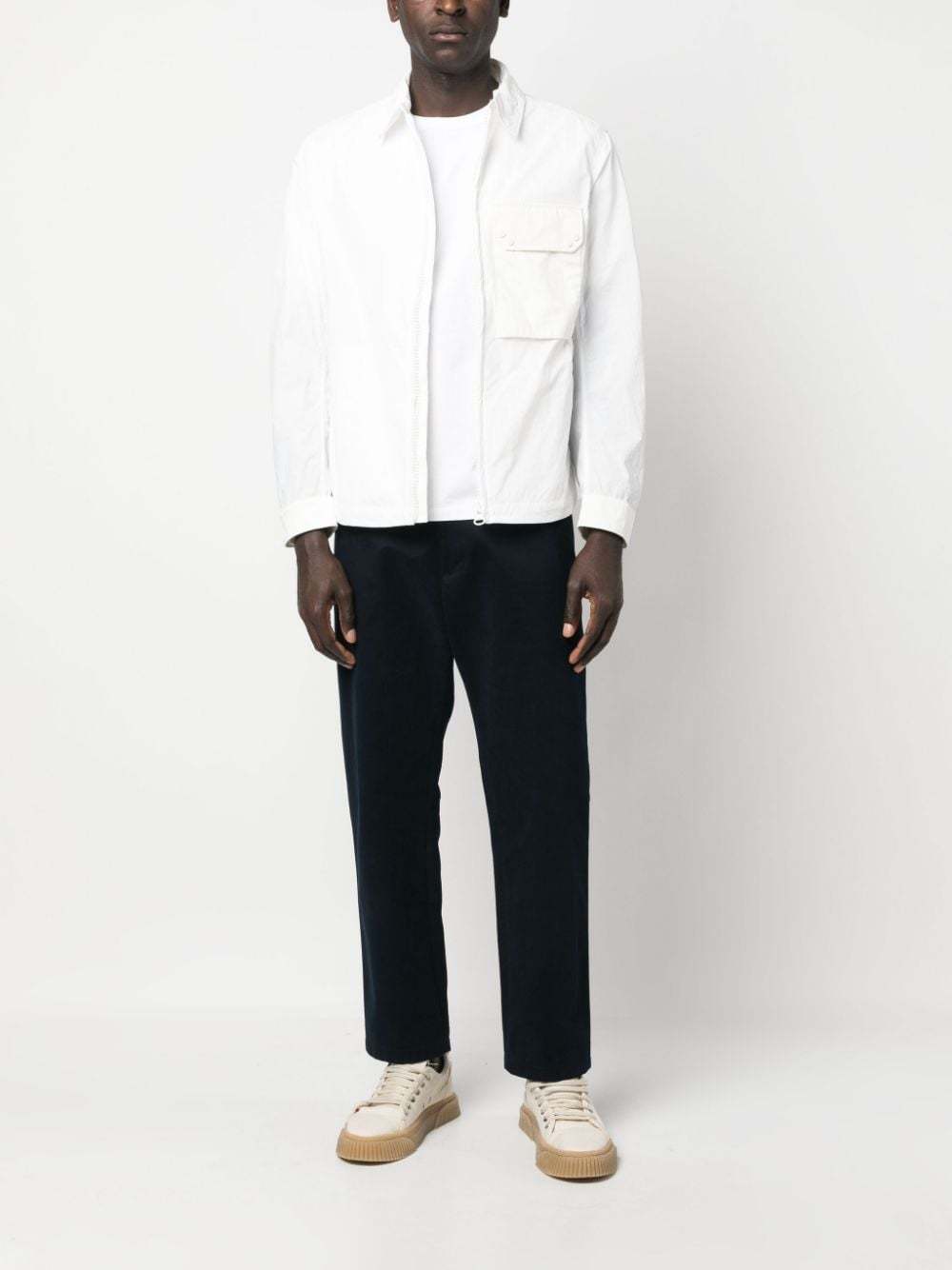 Ten C Pocket Zip-up Shirt Jacket In White