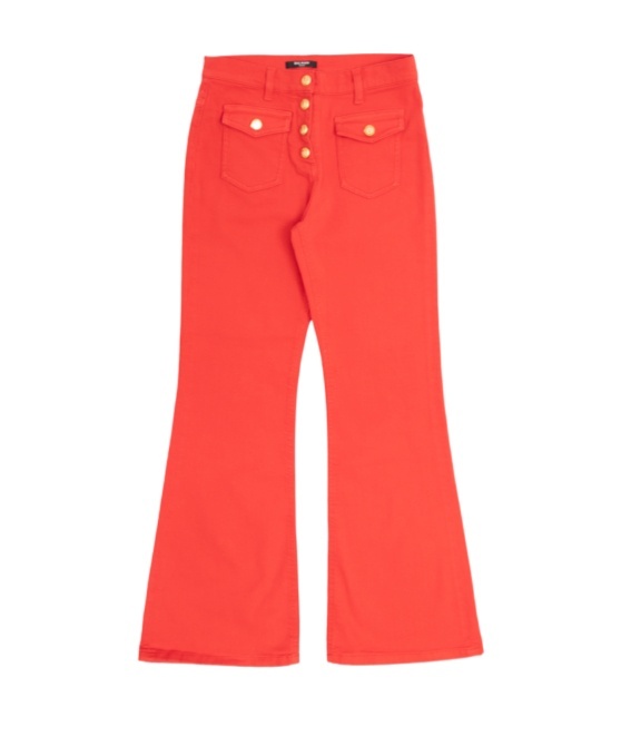 Balmain Lion Head-embellished Flared Jeans In Orange