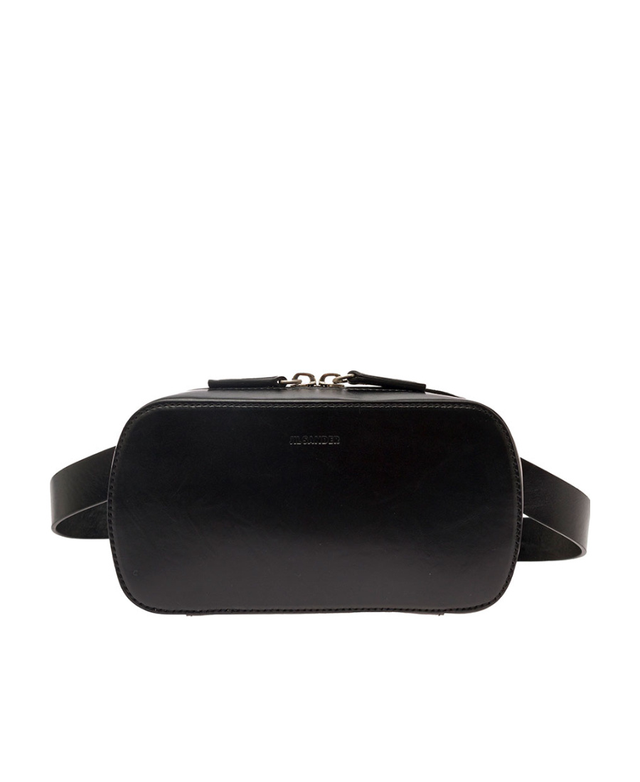 Jil Sander Logo-debossed Leather Belt Bag In Black
