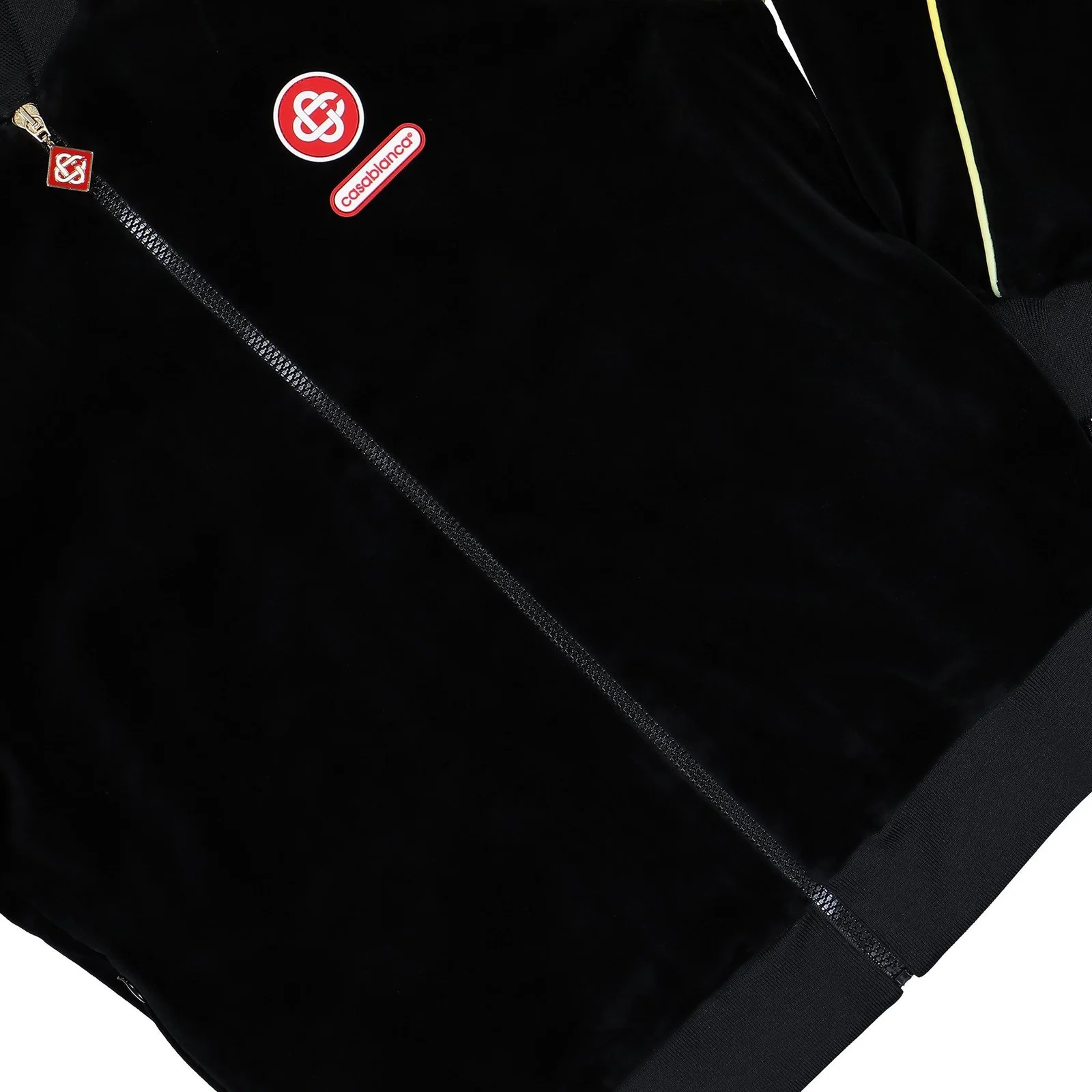 Casablanca Black Velvet Bomber Jacket With Yellow Profiles In Black