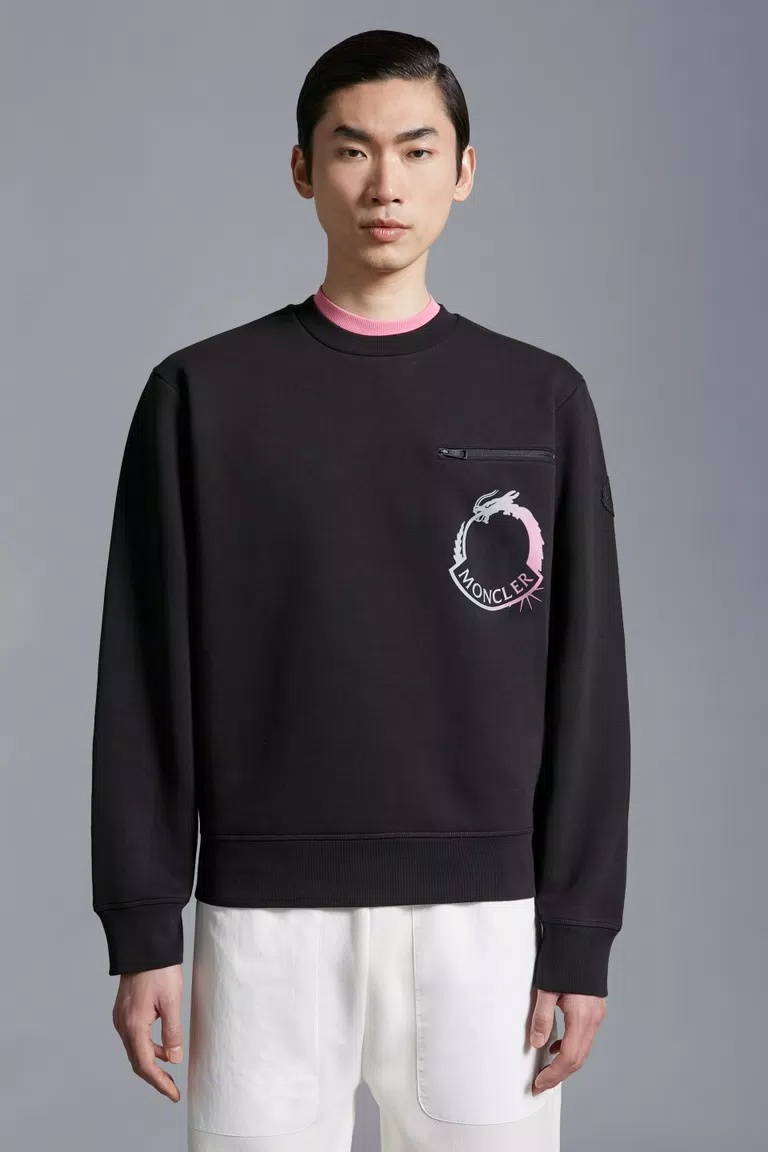 Shop Moncler Logo Motif Sweatshirt In Black