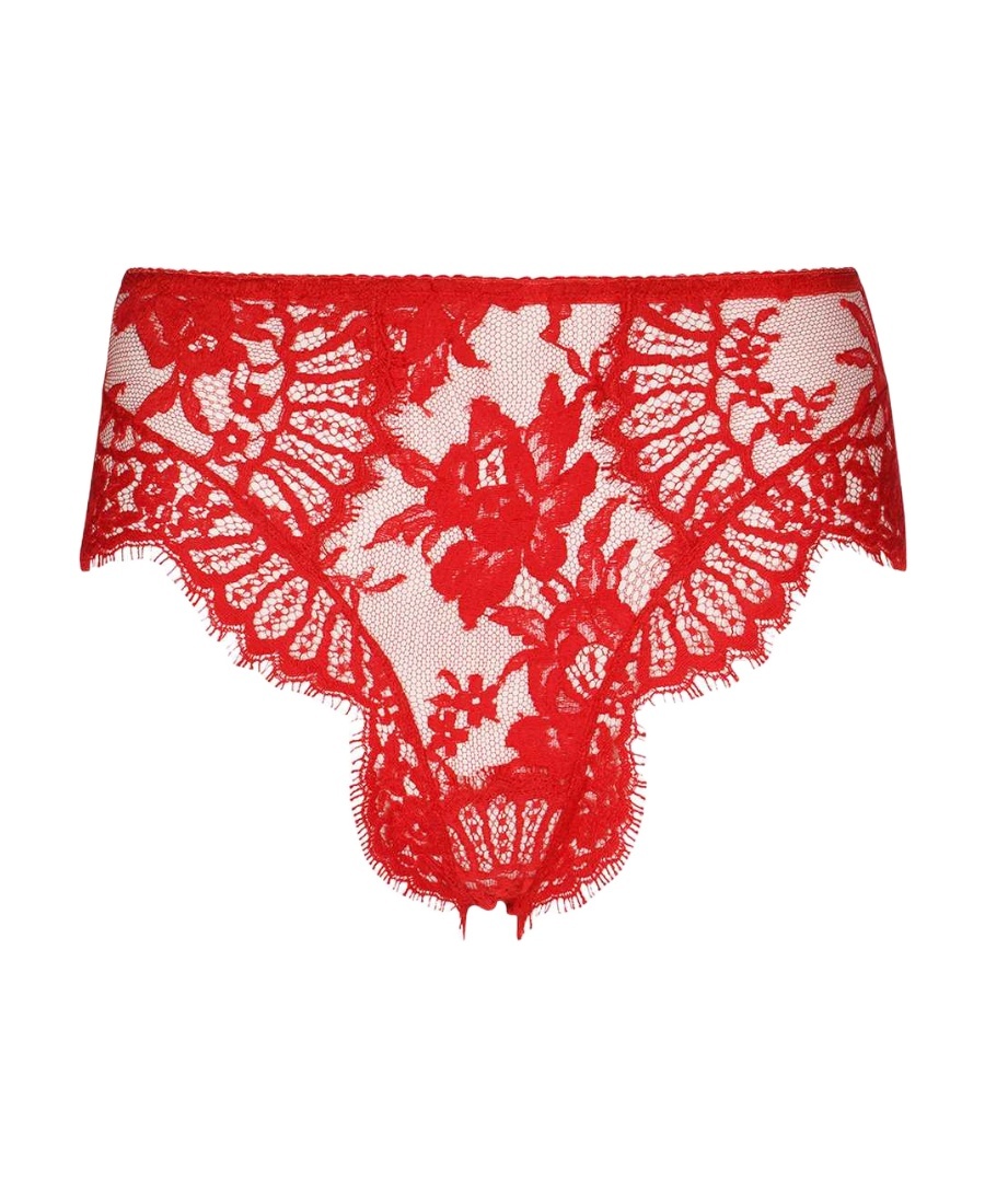 Dolce & Gabbana High-waisted Lace Briefs In Red