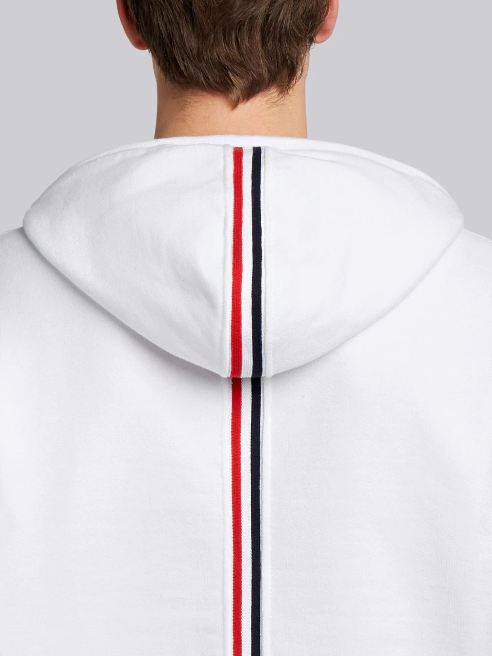 Thom Browne Center-back Stripe Jersey Hoodie In White