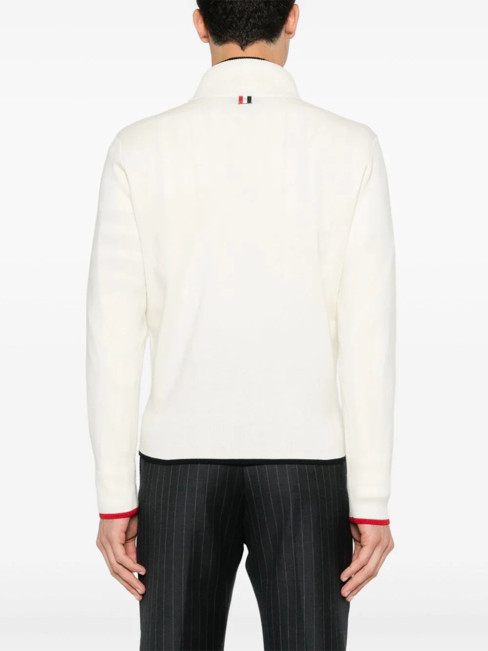 Thom Browne Off-white Wool Funnel Neck Sweater In White