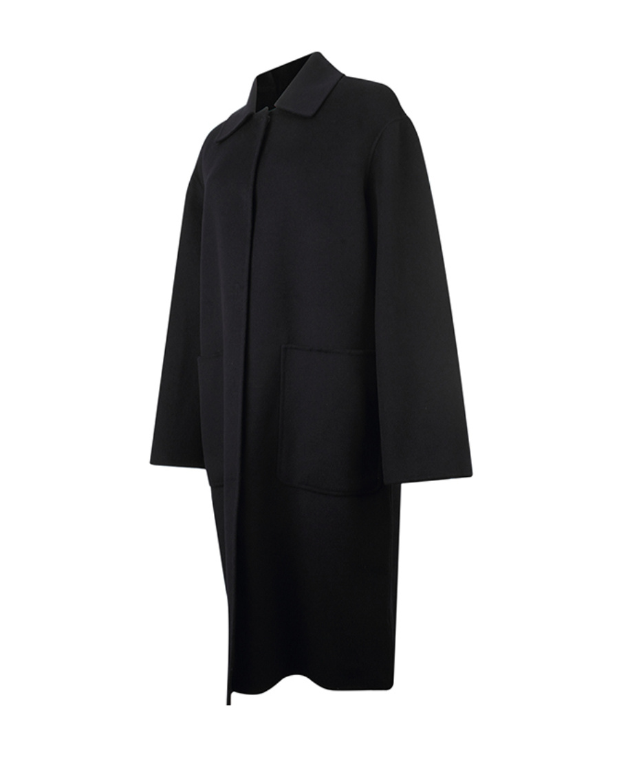 Max Mara Logo Coat In Black
