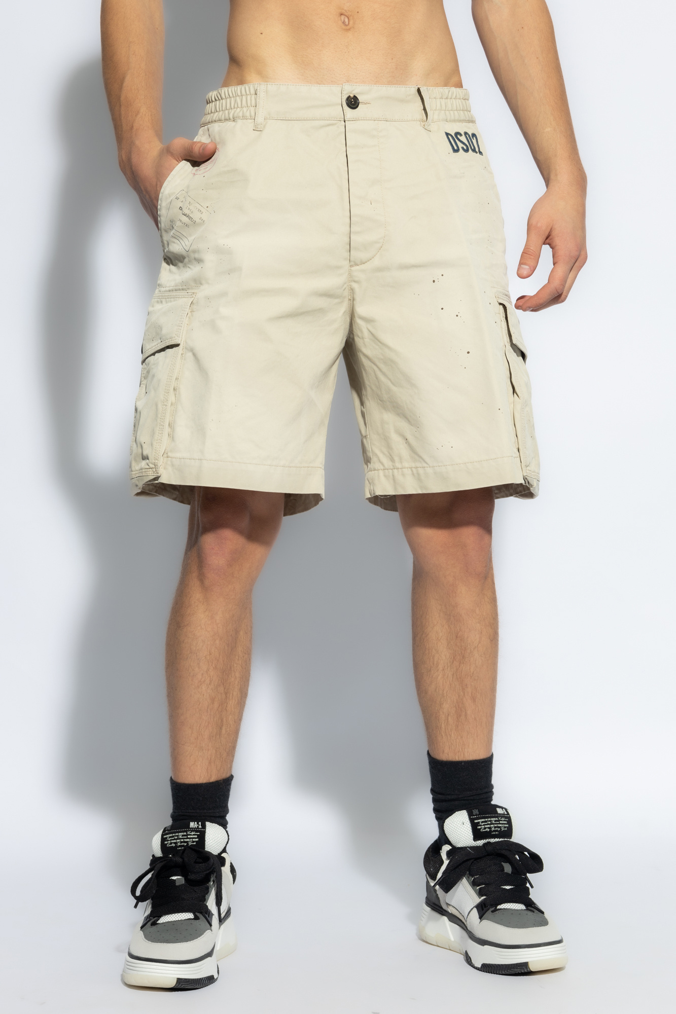 Dsquared2 Paint Splatter-detail Cargo Shorts In Nude