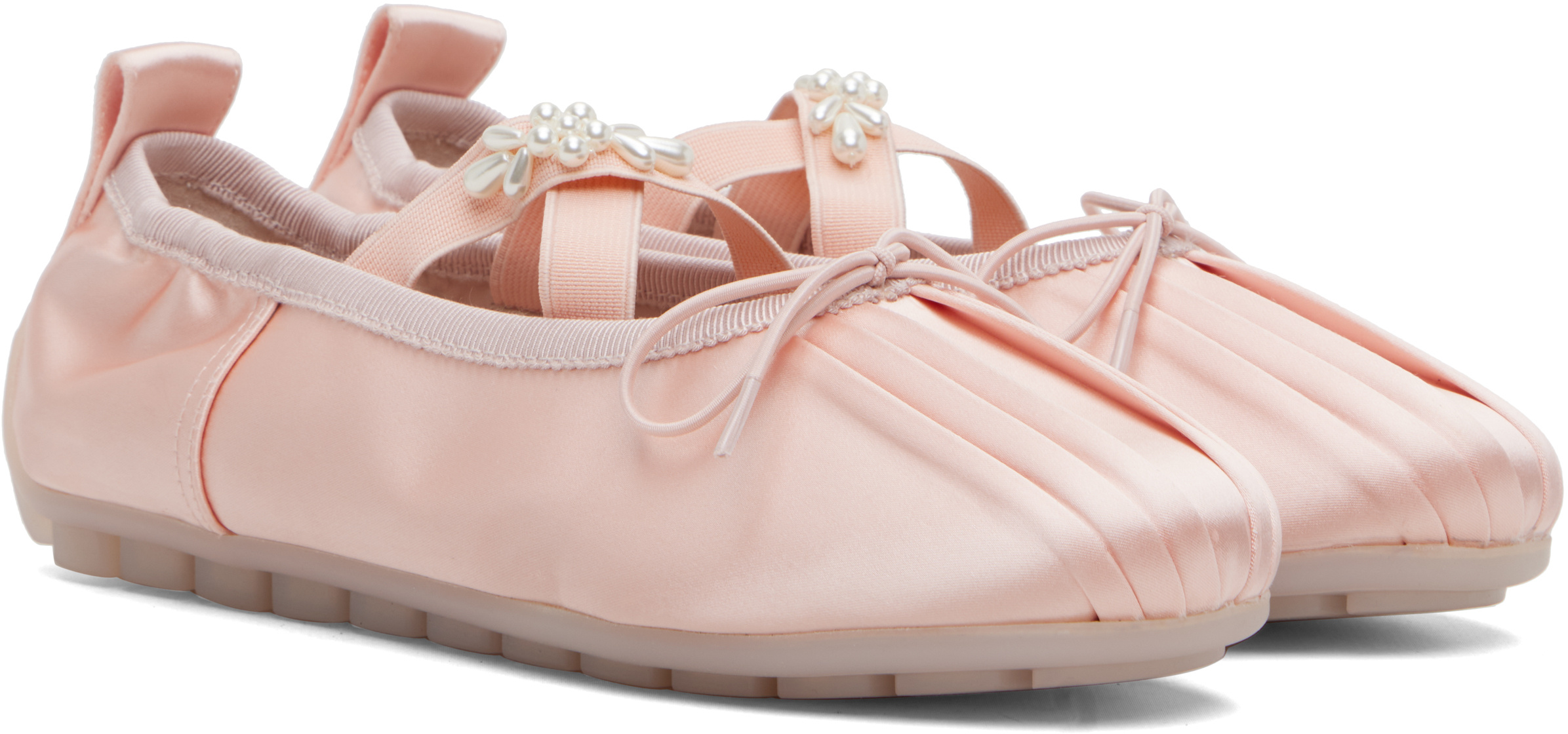 Simone Rocha Ballerina Grip Satin Ballet Flats In Pink