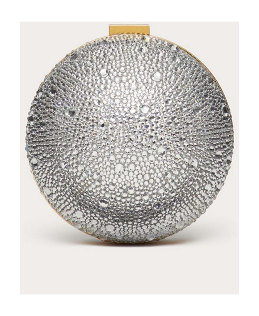 Valentino Vlogo Signature Mini Embellished Crossbody Bag In Silver
