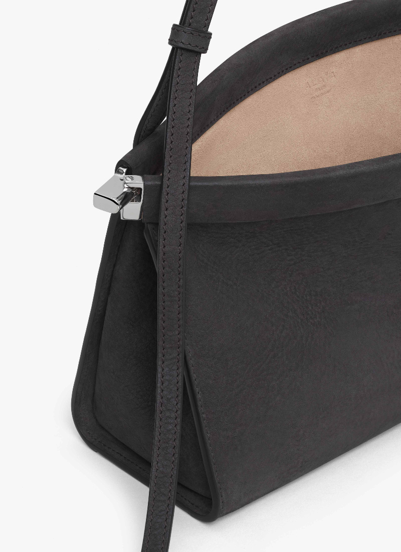 Alaïa Anthracite Gray Nubuck Medium Le Click East West Bag In Gray