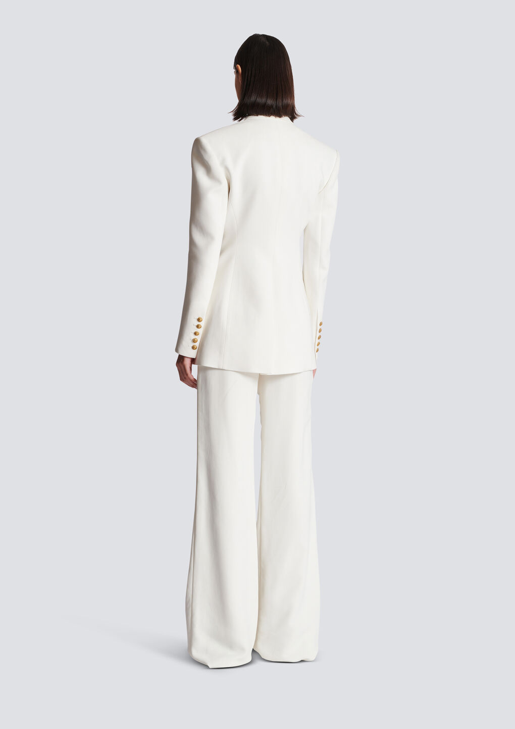 Shop Balmain 2-button Crepe Jacket In White