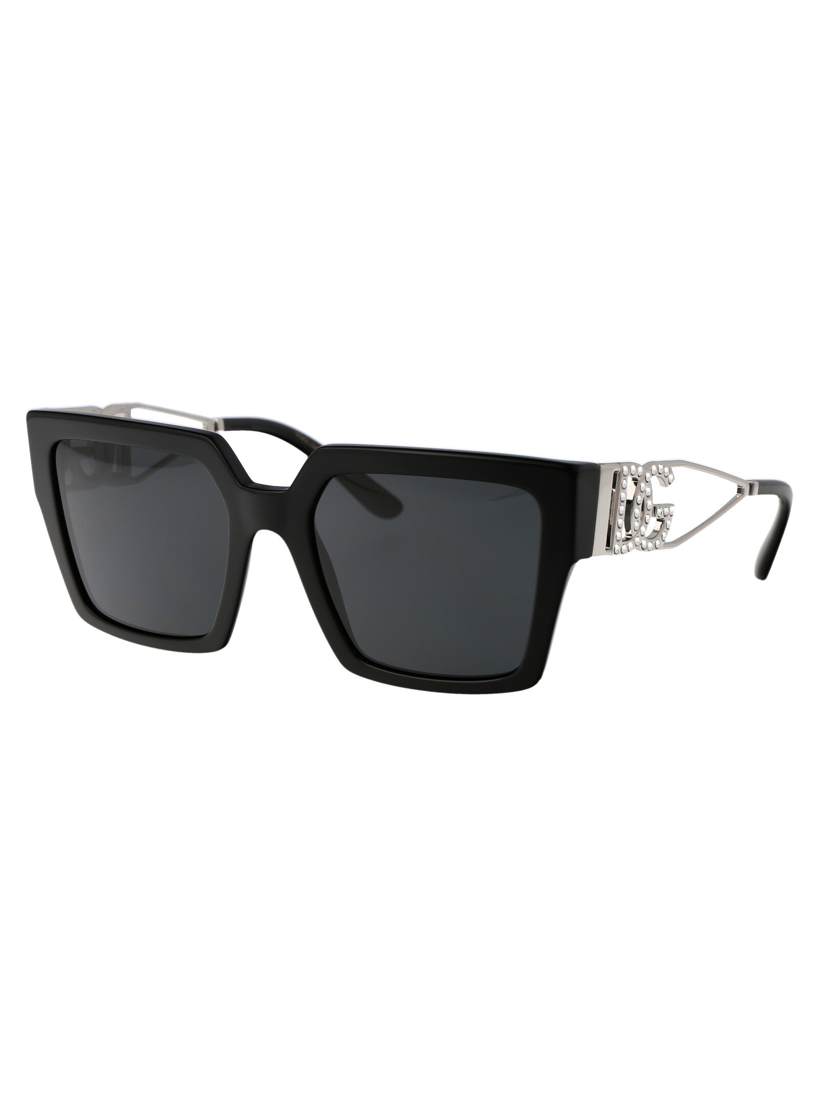 Dolce & Gabbana Crystal-embellished Square-frame Sunglasses In Black