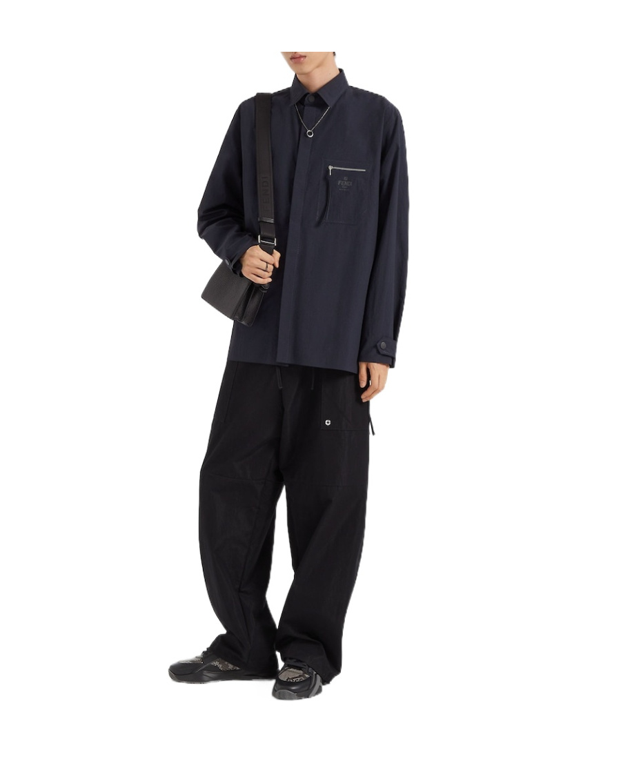 Fendi Zip-detailed Shirt Coat In Black