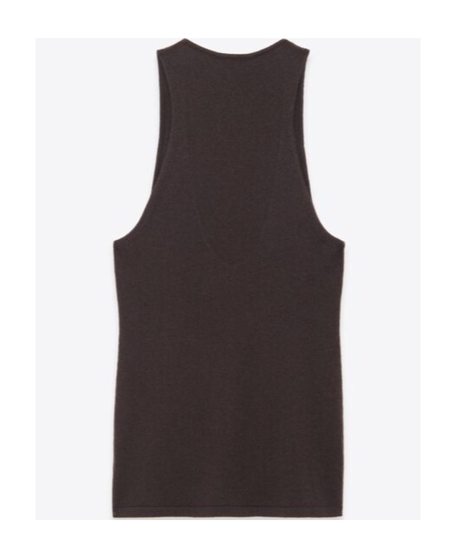 Saint Laurent Plunging U-neck Cashmere Tank Top In Brown