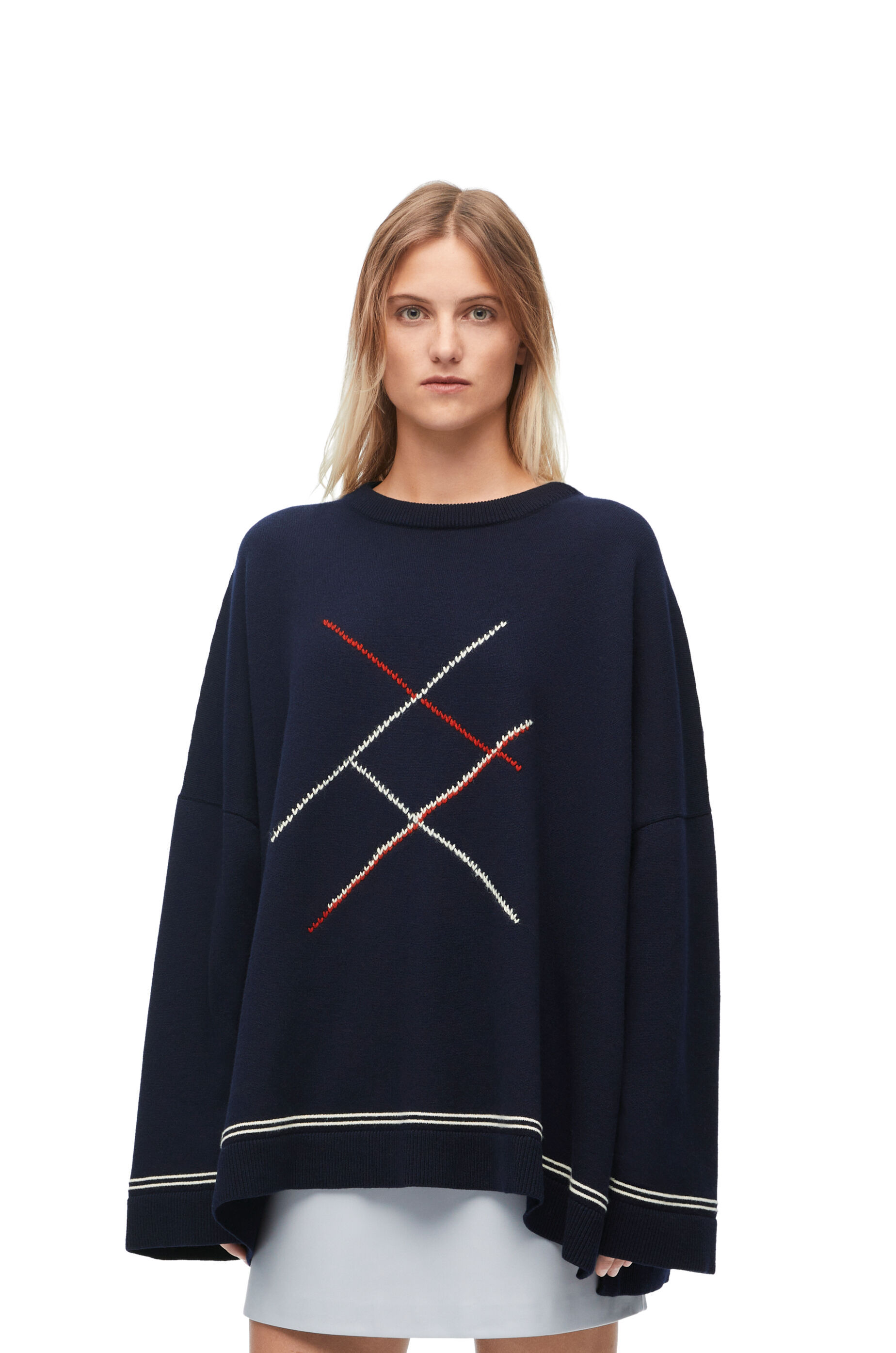 Loewe Diamond Pattern Wool Sweater In Blue