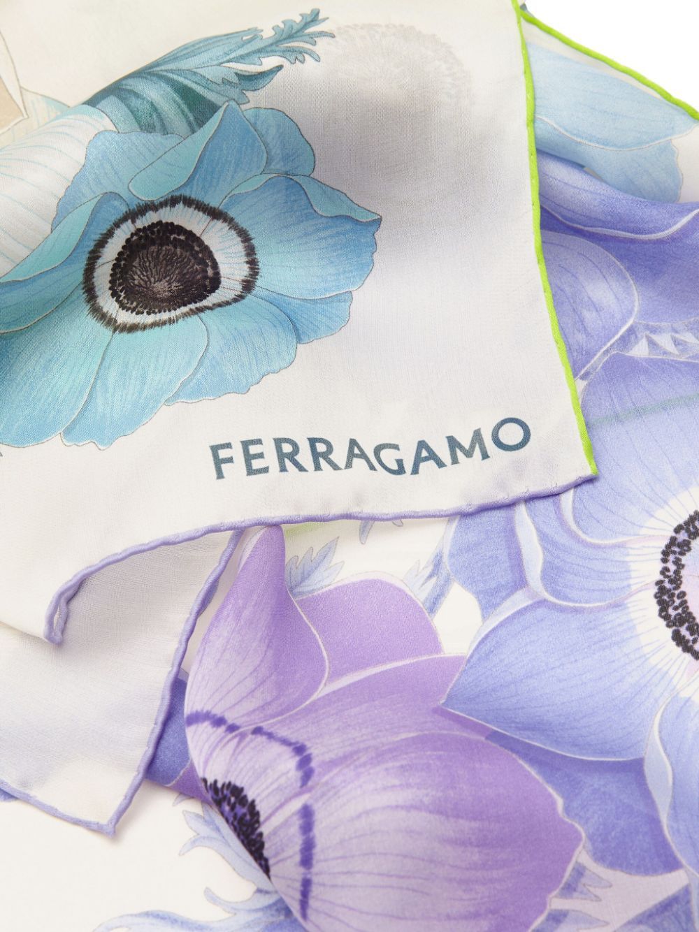 Ferragamo Floral Print Lightweight Scarf Rectangle Shape In White