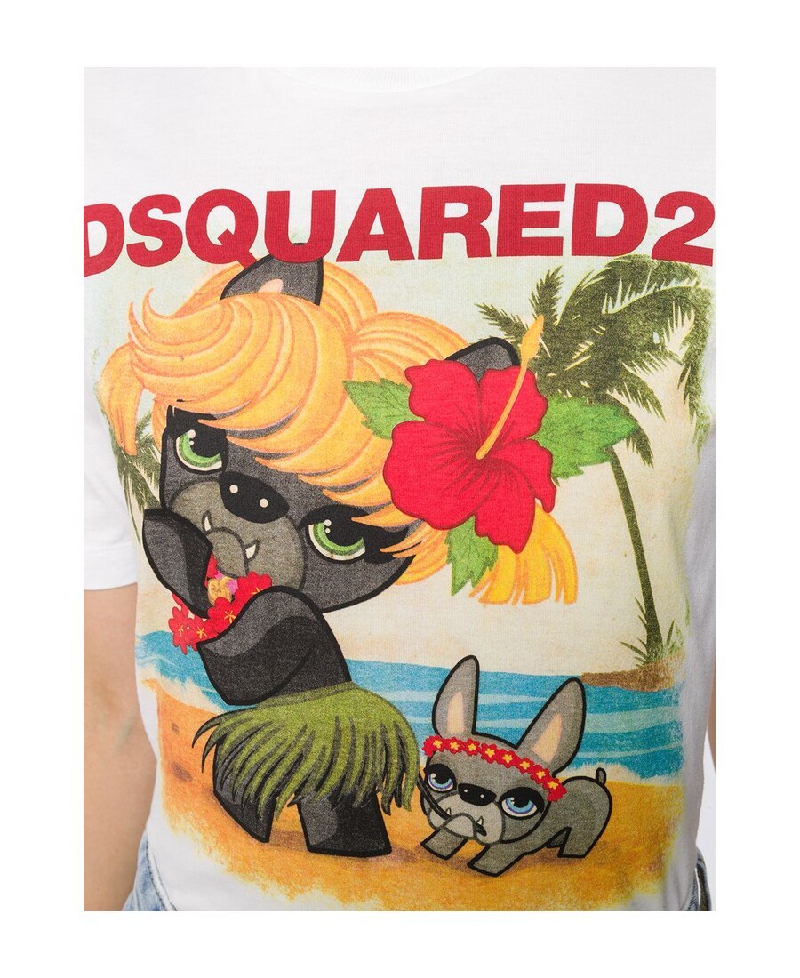 Dsquared2 Holiday Pug T-shirt In White