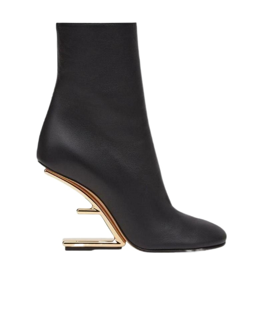 Fendi Leather Ankle Boots With O'lock Slider In Black