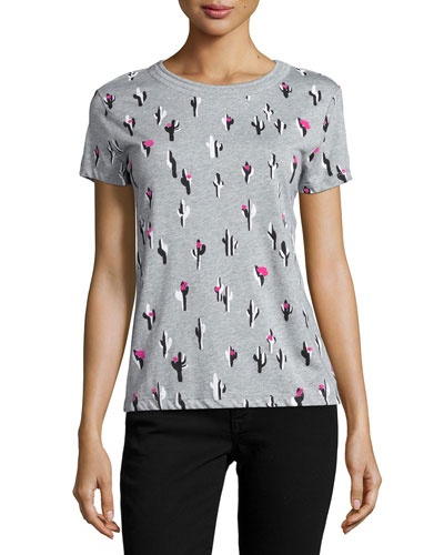 Kenzo Cactus Printed Plain Knitted T-shirt In Gray