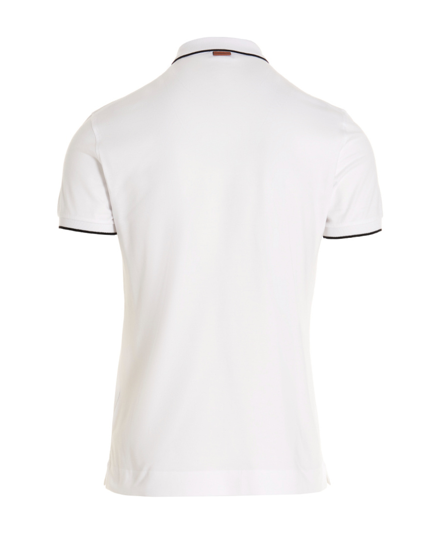 Shop Zegna Embroidered-logo Polo Collar In White