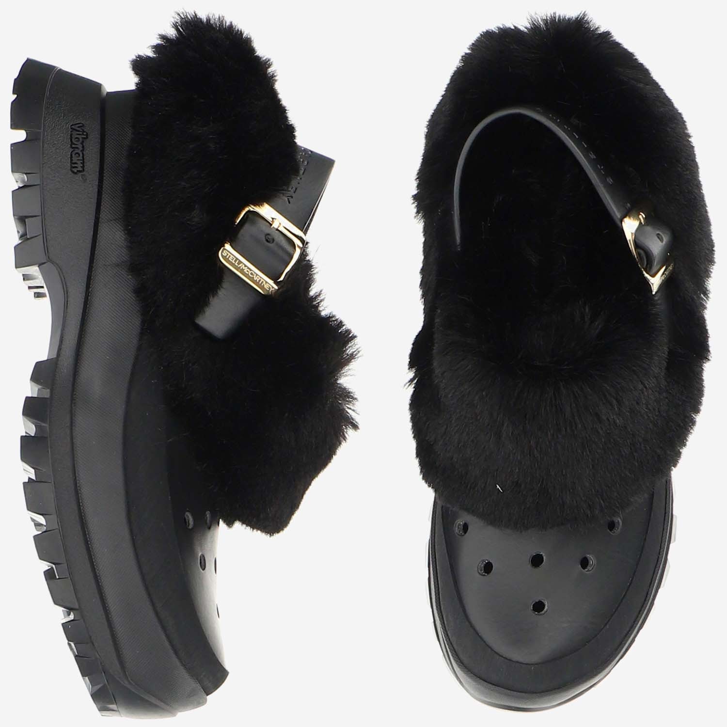 Stella Mccartney Trace Faux-fur Trimmed Mules In Black