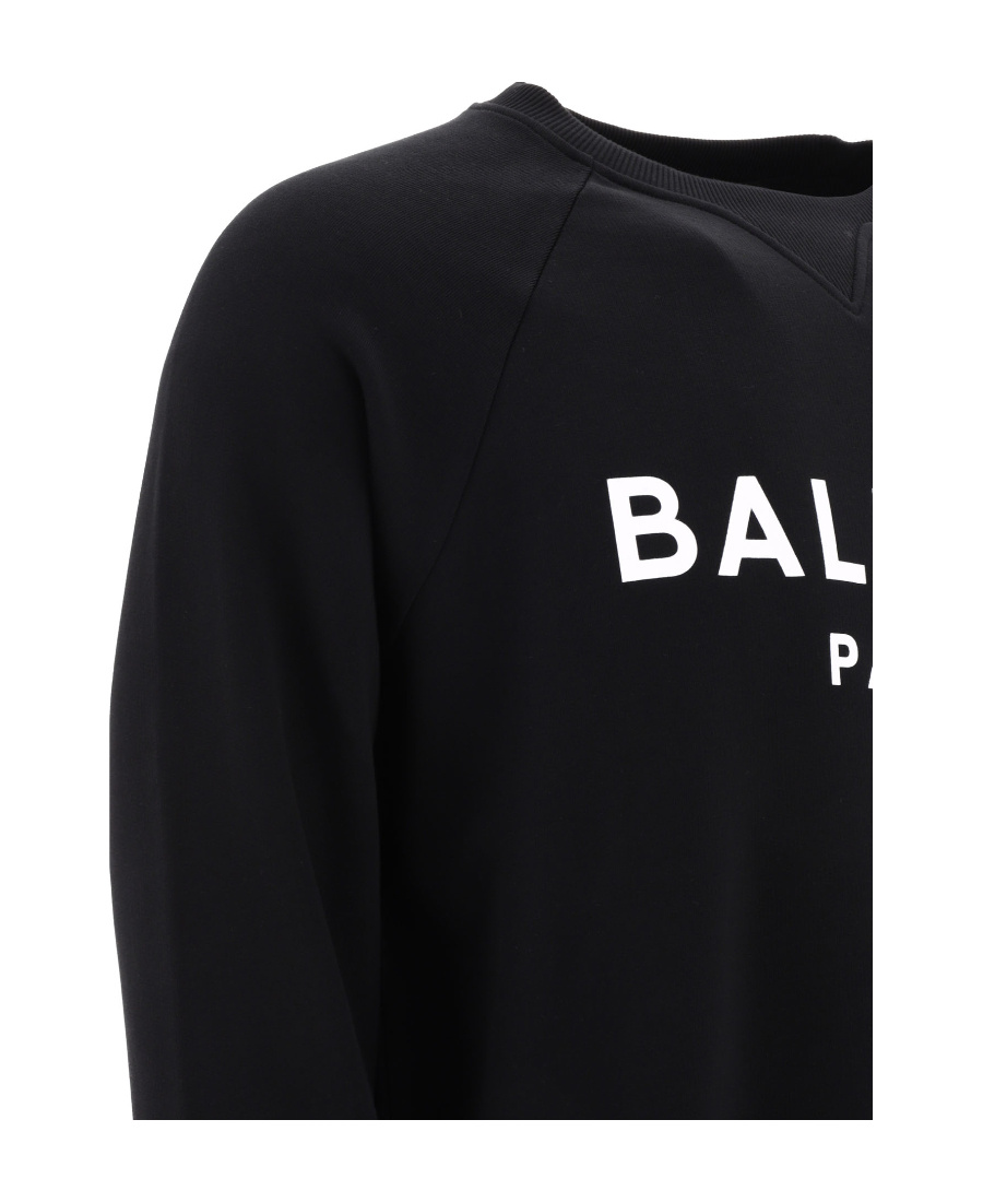 Balmain Logo Printed Cotton Sweatshirt In Black