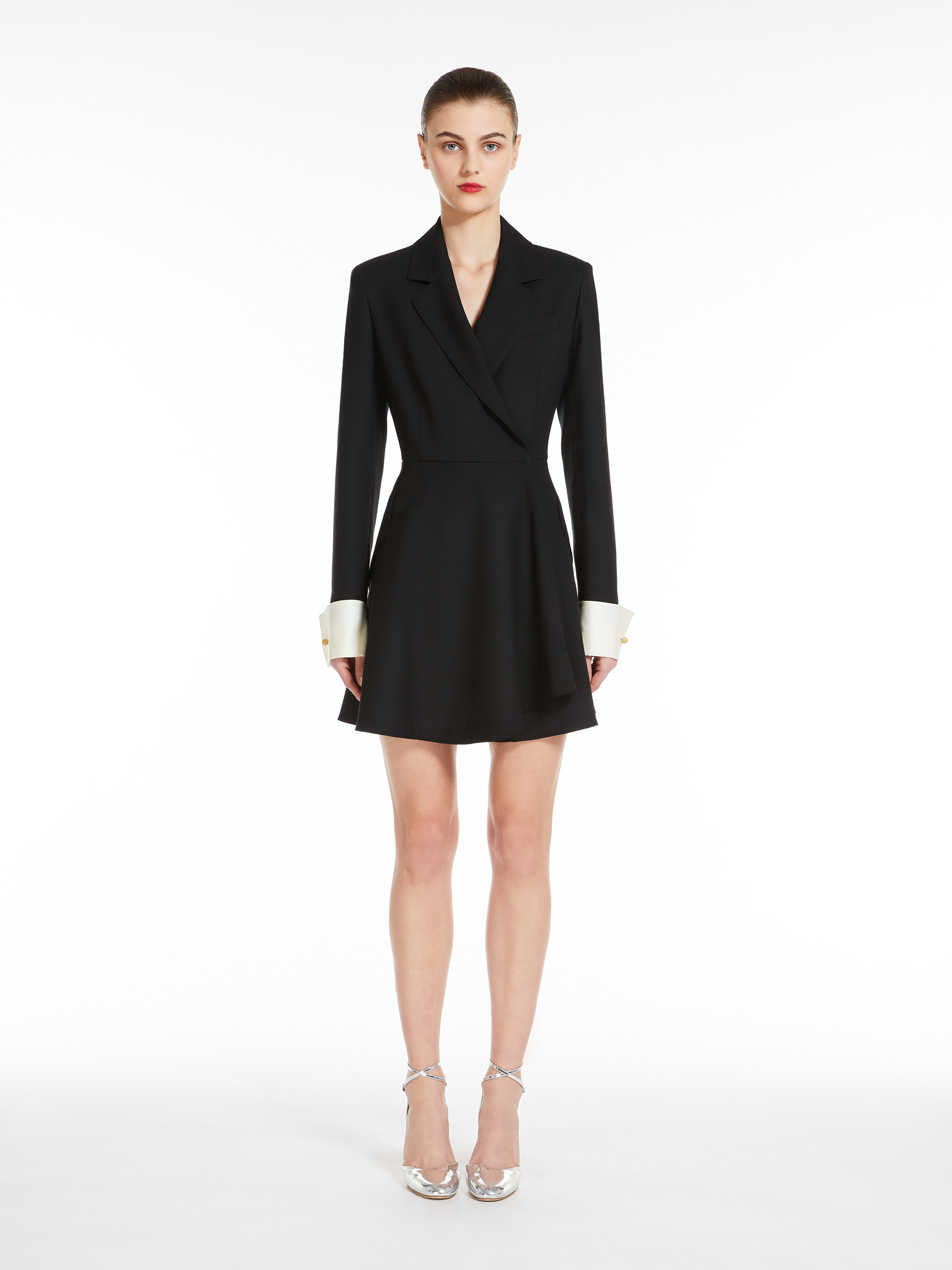 Max Mara Wool Shirt Dress In Black
