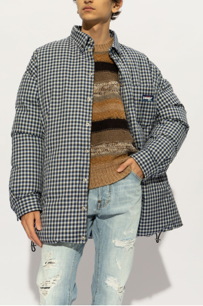 Dsquared2 Check-pattern Padded Jacket In Gray