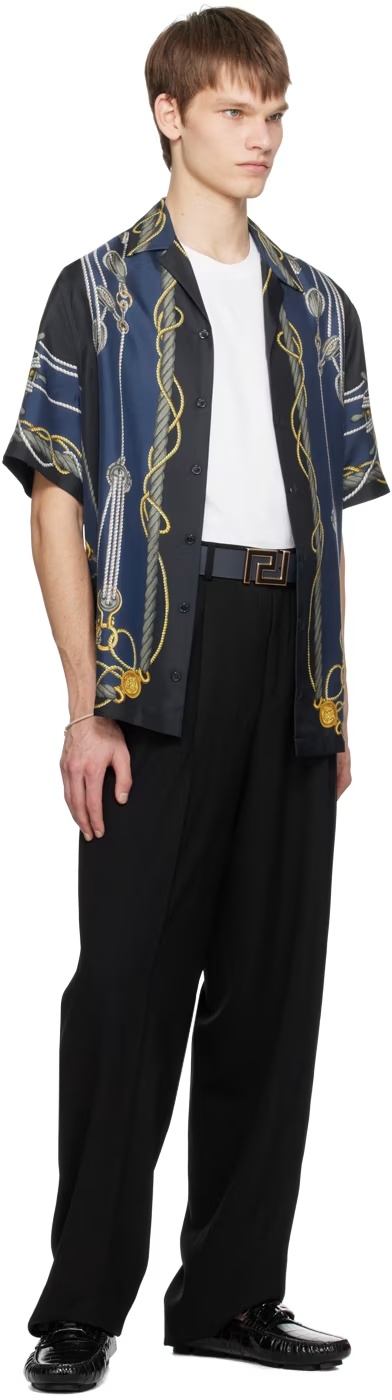 Versace Greca Double-sided Belt In Black