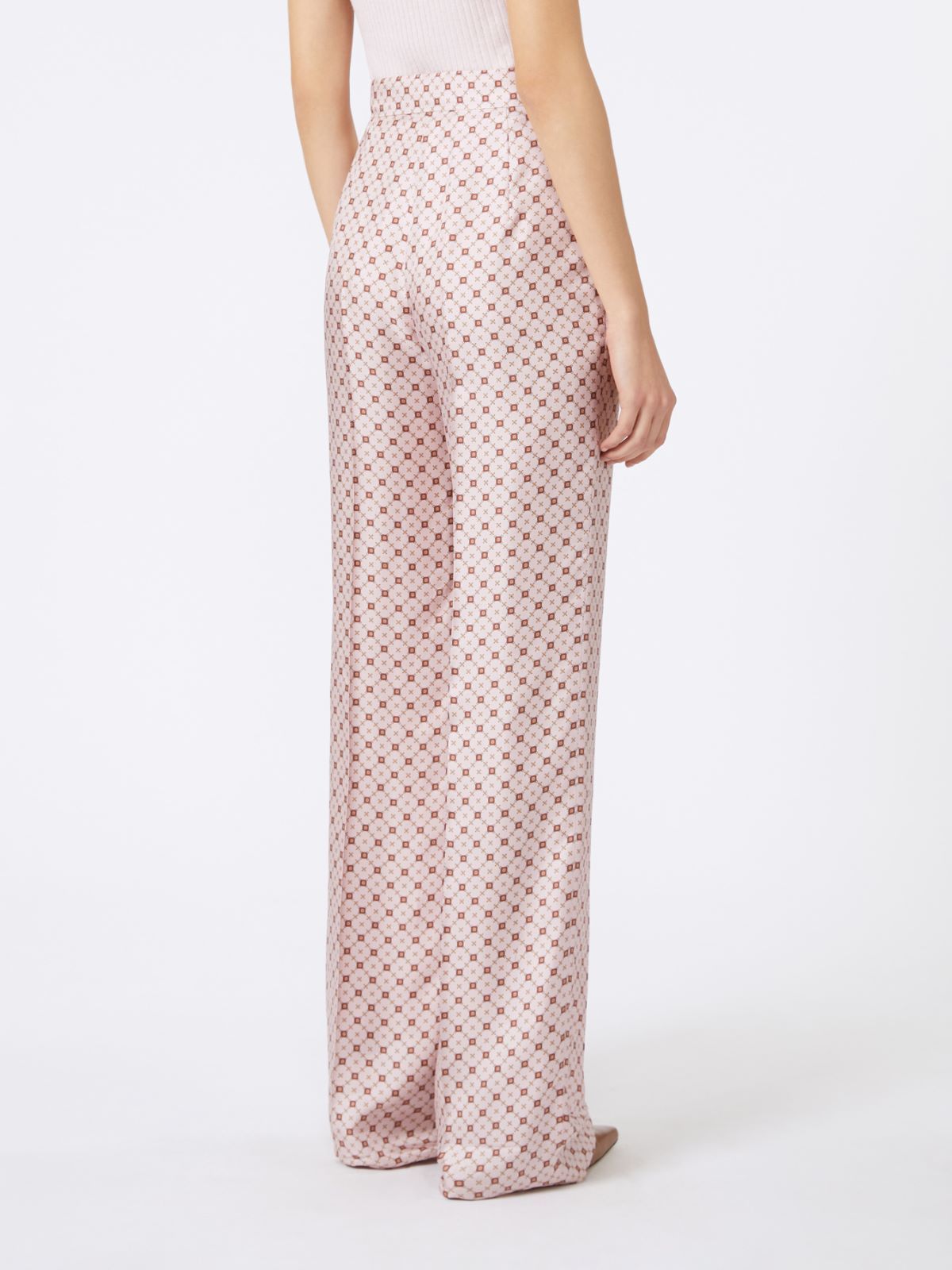Max Mara Straight-fit Printed Silk Trousers In Pink