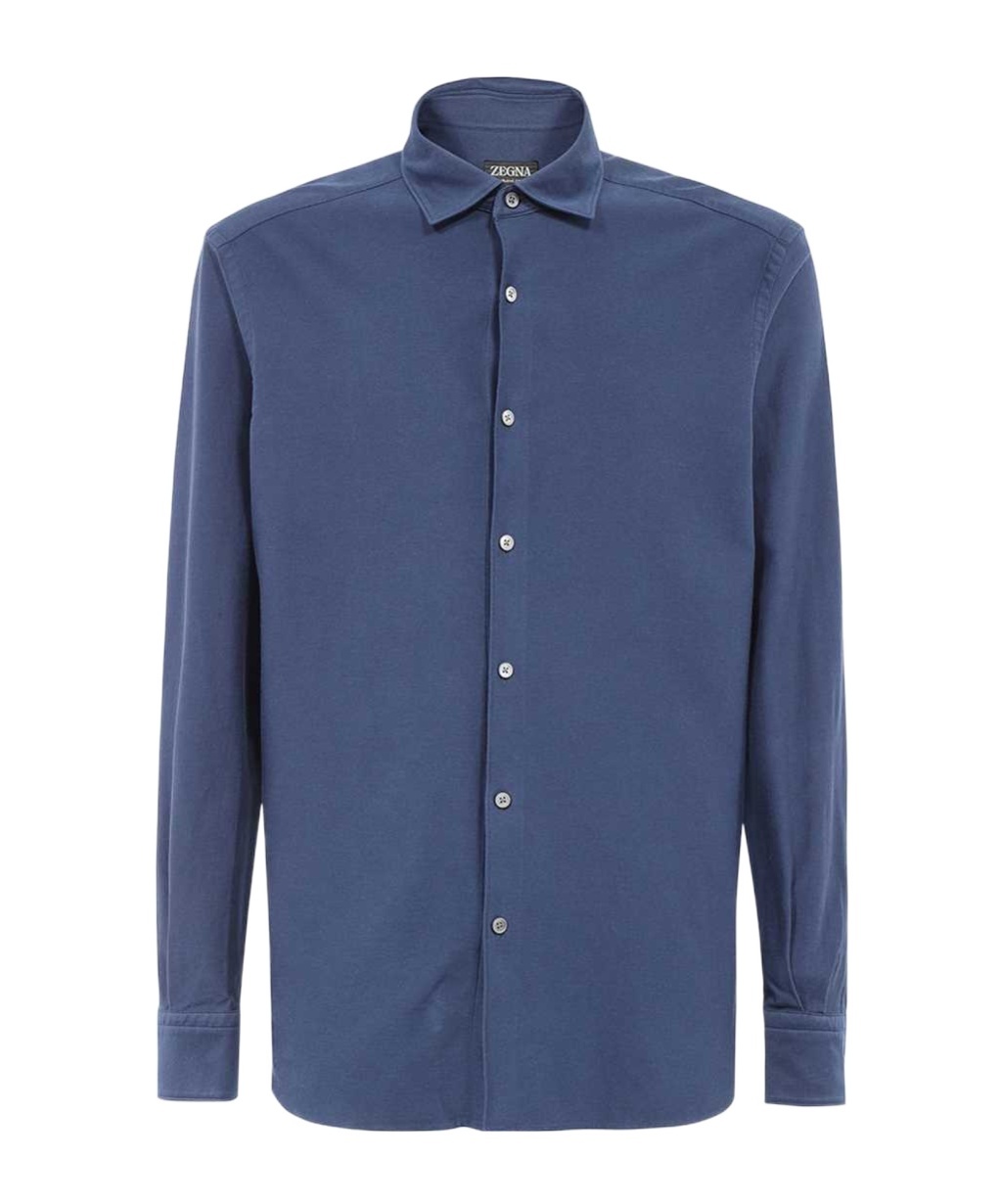Shop Zegna Long-sleeved Shirt In Blue